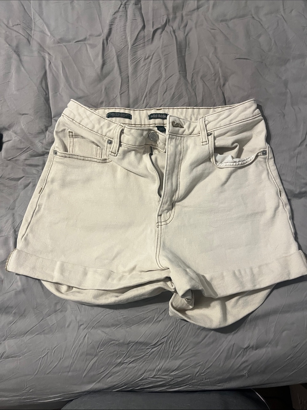 wild fable Cream High-Rise Cuffed Denim Shorts